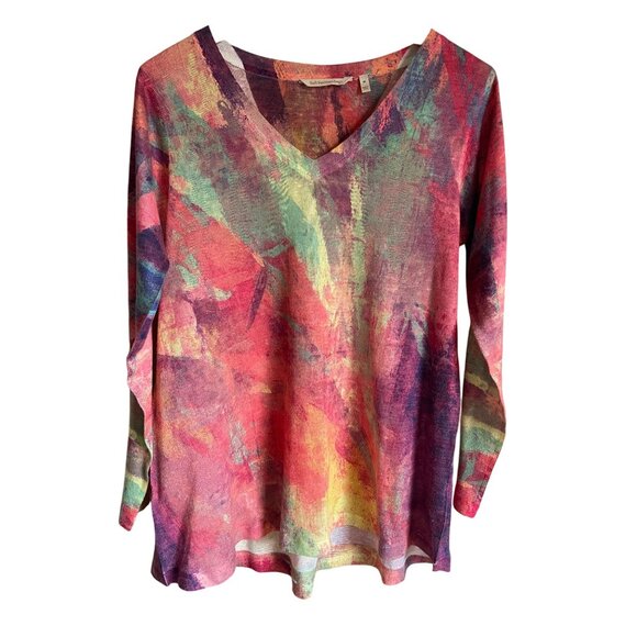 Soft Surroundings Plein De Couleurs Size Medium Knit Colorful Vibrant Rainbow Ar - Picture 2 of 7